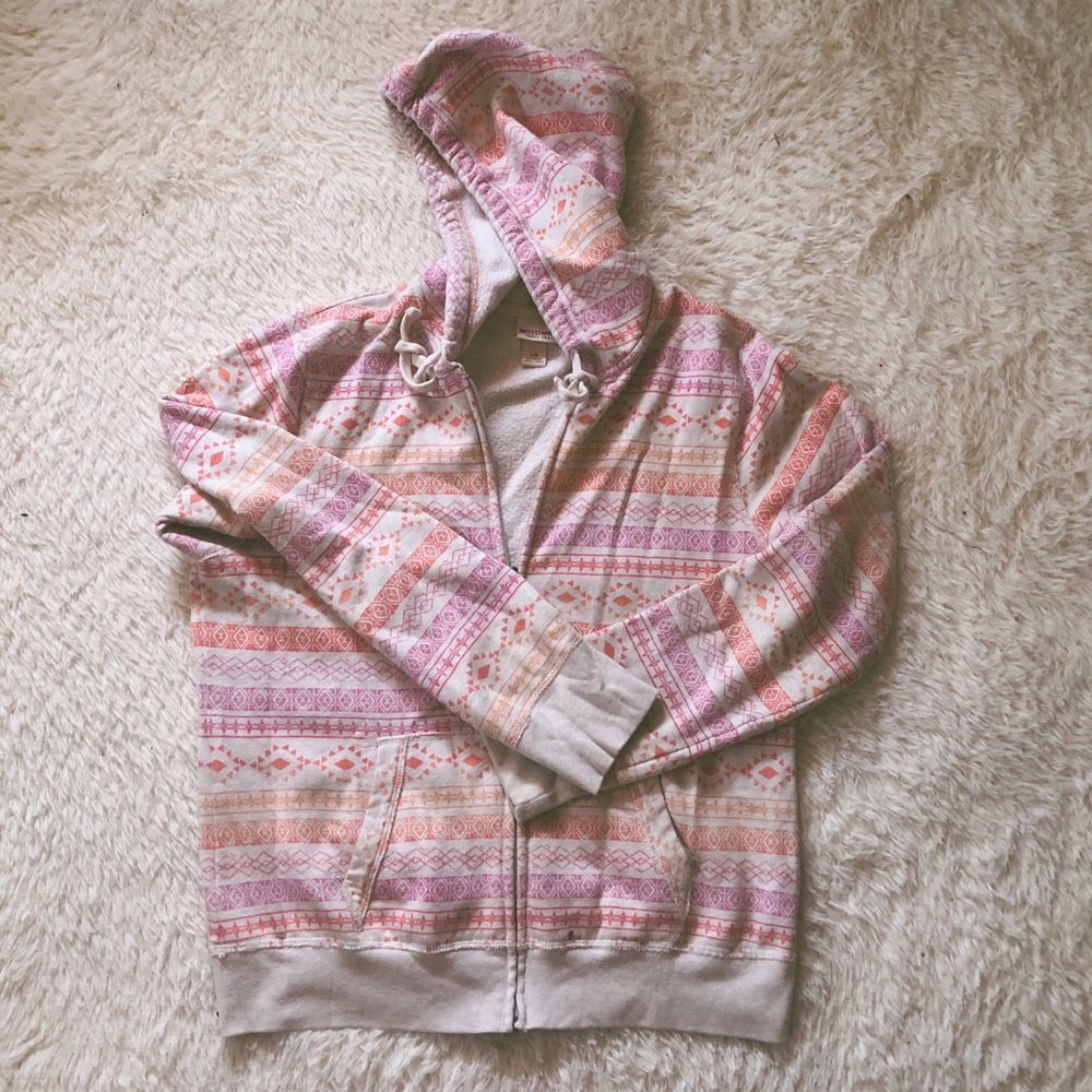 Pink patterned zip up hoodie